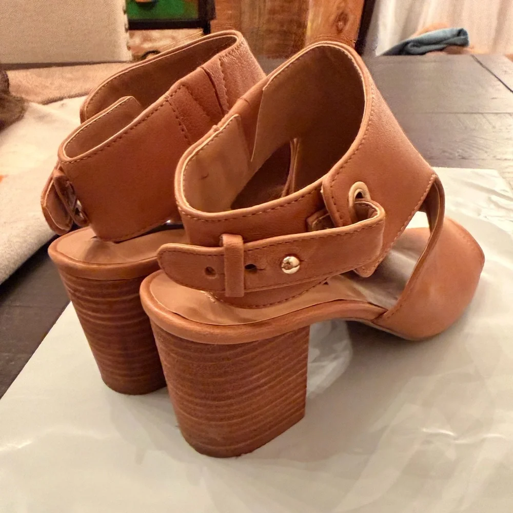Steve Madden Tan Open-Toe Ankle Booties